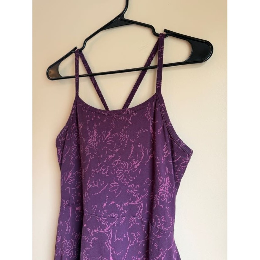 Pact Floral Organic Cotton Midi Dress Sz M Purple Criss Cross Back Beach Coastal - Picture 4 of 13